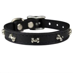 Dog Collars: Bone Studded Leather, XS/S, Pink or Black
